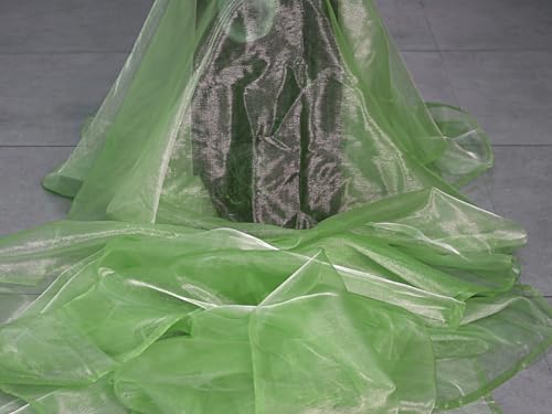Image of mds Pack of 5 Yard Bridal Solid Sheer Organza Fabric Bolt Dress,Fashion, Crafts, Decorations Silky Shiny Organza 44 inch- Apple Green
