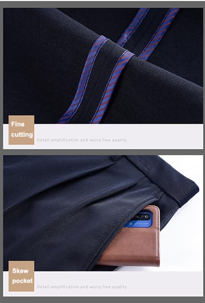 Men's Classic Fit Regular Dress Pants Spring and Autumn Double Pleated Loose Trousers High Waisted Without Ironing4