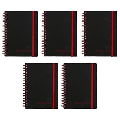 Black n' Red Twin Wire Poly Cover Notebook, 3-5/8" x 5-7/8" Sheet Size, Black/Red, 70 Ruled Sheets, Sold as 5 Pack (F67010) Cover