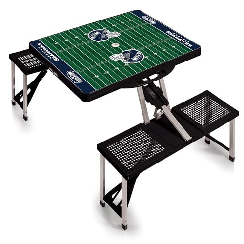 Image of PICNIC TIME NFL Picnic Table Portable Folding Table with Seats and Umbrella