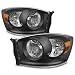 For Black 06-08 Ram 1500 06-09 Ram 2500 3500 Pickup Truck Headlights Front Lamps Direct Replacement