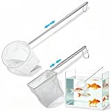 LAIYORA Aquarium Kescher 2 Stück Edelstahl Teleskopgriff feinmaschig