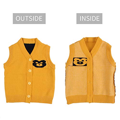 Suéter de malha de urso de algodão para bebês sem mangas, gola em V, suéter casual para recém-nascid