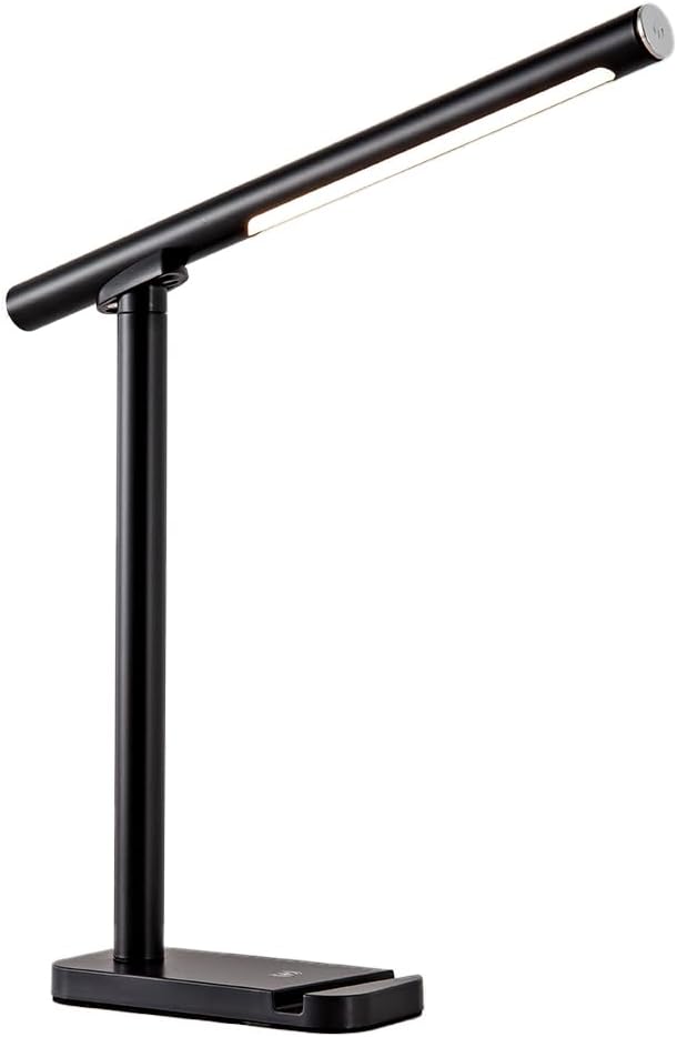 Magnetic LED Book Light & Desk Lamp: 2-in-1 Rechargeable Reading Light with Phone Holder - 3 Color Temps, 3 Levels Dimming, Portable Wireless Light Bar for Bed, Study, Office, Travel (Black)