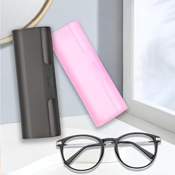 deleyCON Bril-Etui Hardcase Harde Schaal Etui Brillentasje Brillenbox Hardcover Tasje Brillen Leesbrillen Zonnebrillen Brillenpoetsdoekje - Zwart Blauw