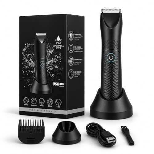Aparador de Pelos Multifuncional Barbeador Elétrico IPX7 | À Prova d'Água, Lâmina Segura, Áreas Sensíveis, Barba e Axilas, Costas e Pernas