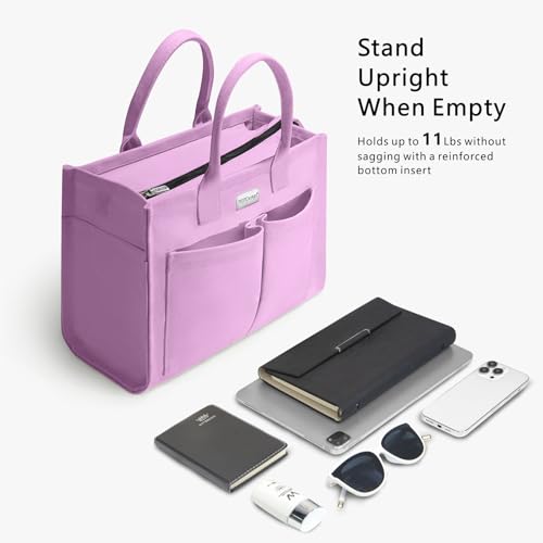 TOPDesign Heavy-Duty Canvas Tote Bag for Women, Adjustable Crossbody Handbag with 9 Pockets, for Work, Travel (Light Purple) by TOPDesign - Used condition - Image 5