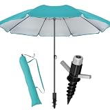 4smile Sonnenschirm Strand Ø 180 cm mit Bodenhülse, 3-IN-1-SET, Türkis
