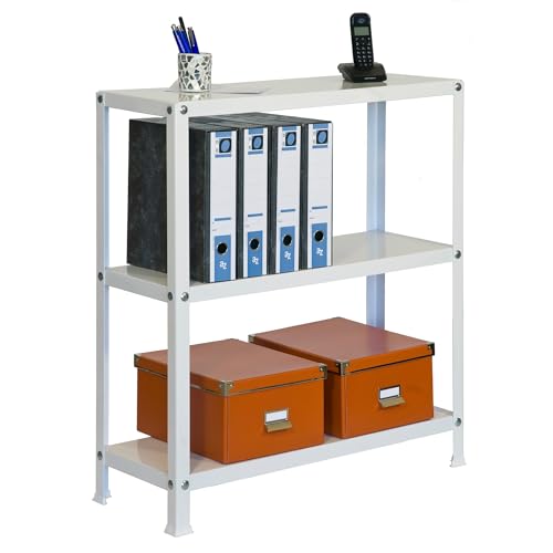Miniatura 4 de Simonrack Estantería Metálica Almacenaje, 3 Baldas, Alta Capacidad Carga 100 Kg, 900x1000x300 Mm, Estantería Salón Baño Cocina, Blanco - Simonhome Classic