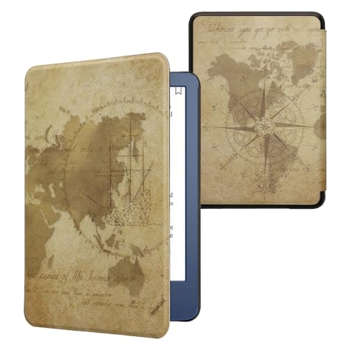 kwmobile �J�o�[ Amazon Kindle (2022/2024)�Ή� �P�[�X - �d�q���Ѓ��[�_�[ �I�[�g�X���[�v PU���U�[ ���F/���C�g�u���E��