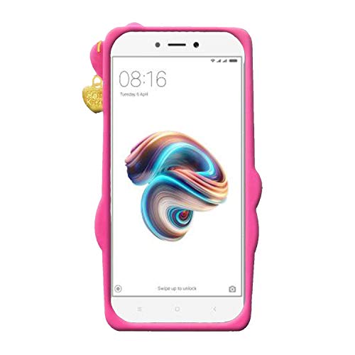 Image of Unirock Hello Kitty Back Case Cover for Redmi 5A| 3D Cute Hello Kitty Case |Soft Silicone Rubber Back Cover with Pendant Kitty Cover for Redmi 5A (Pink)