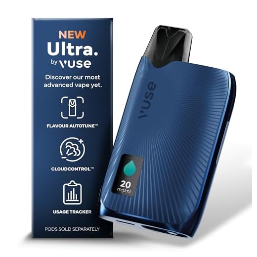 Vuse Ultra – Smart Vape with LED Display, Premium E-Cigarette Pod System, Flavour AutoTune, Cloud Control & MyVuse App for a Personalised Vaping Experience, Navy