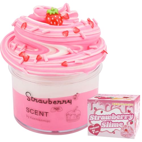 Strawberry Butter Slime, 7 oz. Scented Slime Kit, Kids Toys Squishy Sensory Toy Cute Stuff for Girls Boys, Teenage Girl Birthday Gifts, Party Favors Stocking Stuffers for 4 5 6 7 8 9 10 11 12 Year Old