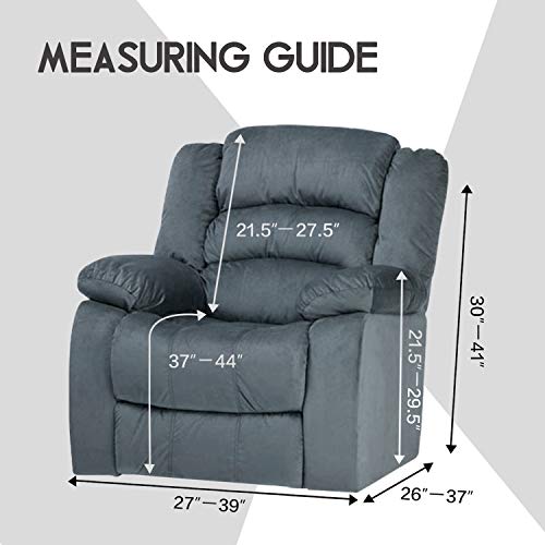 Ultimate Decor 4-Piece, 1 Seat Recliner Cover, Velvet Stretch Reclining Chair Covers for 1 Cushion Reclining Sofa, Single Seat Recliner Couch Cover, Thick, Very Soft, Machine Washable (Light Grey)