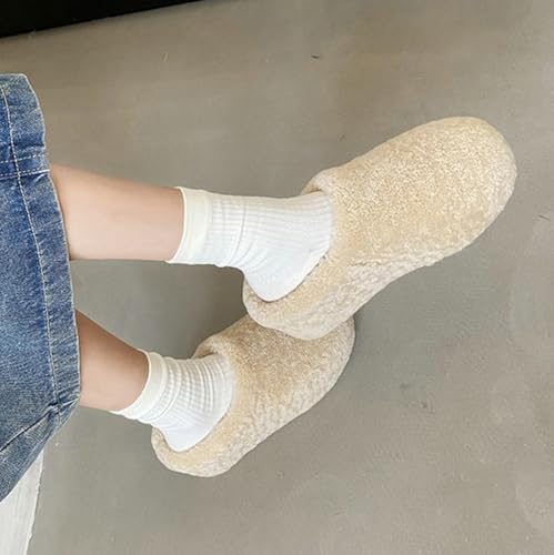 Rungion Women's Fluffy Slippers Platform Fuzzy Cozy Slip-on Slippers Winter Warm Comfy Furry House Shoes for Outdoor Indoor4
