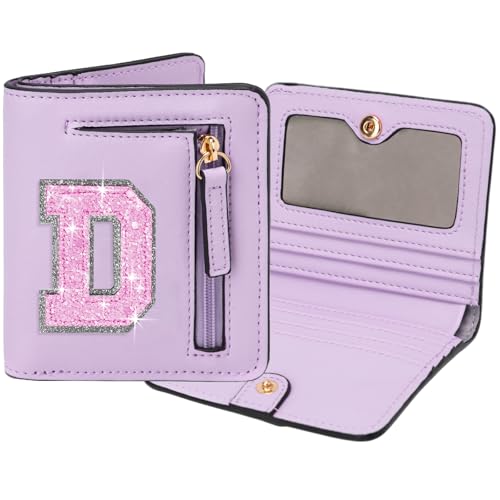 Image of Birthday Gifts for Teen Girl Kids Wallet Girl Wallets Small Initial Rfid Wallet Teen Girls Gift Preppy Stuff for Girls Purple D