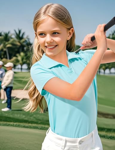 Image of KEREDA Girls Polo Shirts Golf Tennis School Uniform T Shirts Quick Dry Tops