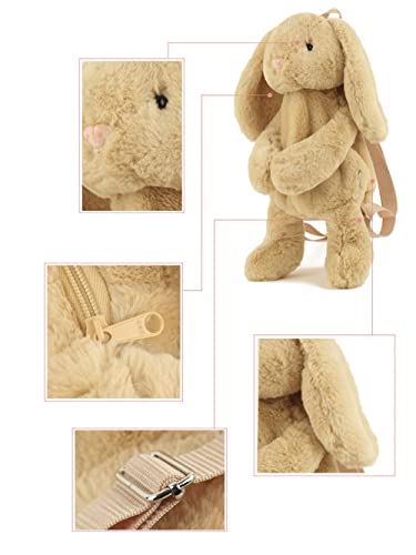 Image of Women Animal Teddy Bear Plush Backpack with Adjustable Straps (Rabbit)