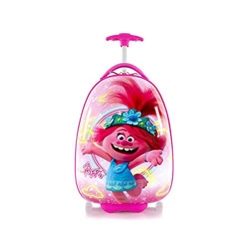 Trolls Kids Hardside Luggage Egg Shaped Carry-On Kids Suitcase Travel Trolley 18 Inch -Pink