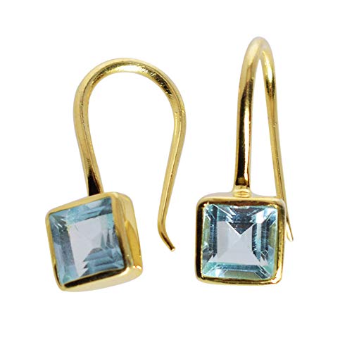 Boucles d'oreilles topaze bleue argent 925 idée cadeau bijoux fait main