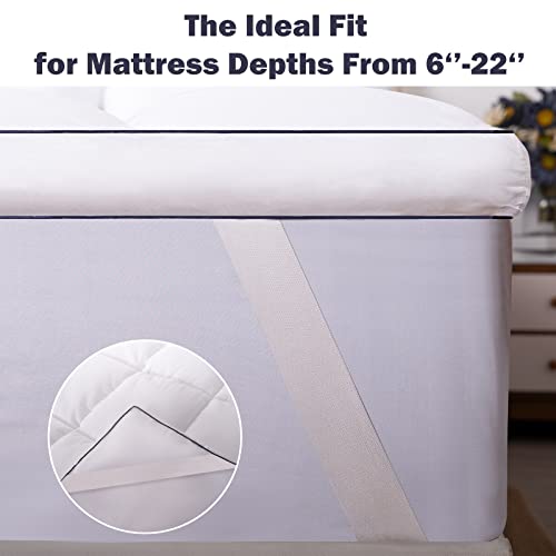 Eastartist Mattress Topper King Size Pillow Top,Extra Thick 3 Inch Mattress Bed Protector For Back Pain With 1.33+3D Down Alternative Fill,78X80 Inches(White,King) #TOP4