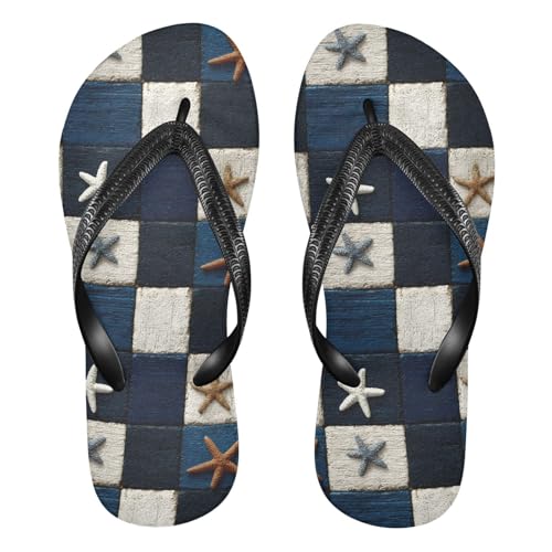 Flip Flop Sandals Vintage Starfish Print for Women Men Beach Outdoor XS