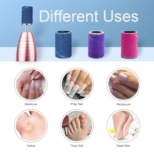 Nail Drill Bits Sanding Bands for Nail Drill, Corfulra Drill Bits for Nails 210pcs Sanding Bands Coarse Fine #80#150#240 Grits with Rainbow Mandrel Bit for Electric Nail Drill Nail Accessories Tool - Thumbnail 6