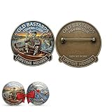 Spilla commemorativa del pescatore eterno - Spilla del club di pesca Old Bastards con monete abbinate, design vintage con scheletro in smalto, divertente "No Skunk", regalo per pescatori (1 pc)