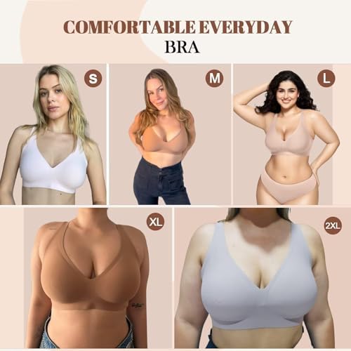 Vertvie Wireless Jelly Bras Push Up Plunge Seamless Supportive,Black,XS — view 6