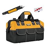 WINHUNT Premium Tool Bag, 14 Pockets, 18 x 12.2 x 8.7 Inch, Black/Yellow, Adjustable Shoulder Strap
