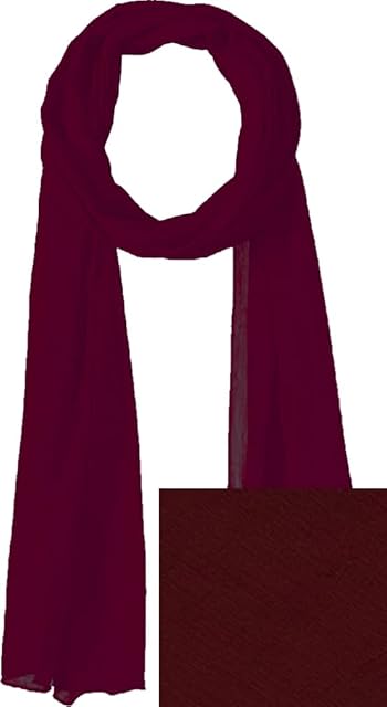 Amazon Brand - Hikaro Chiffon Scarf Lightweight Soft Sheer Long Head Wrap Solid All Season 18x64