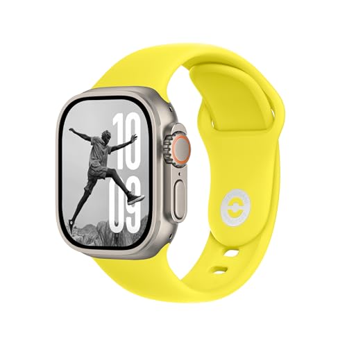 Bracelet Apple Watch jaune en silicone souple pour remplacer votre ancien modèle usé