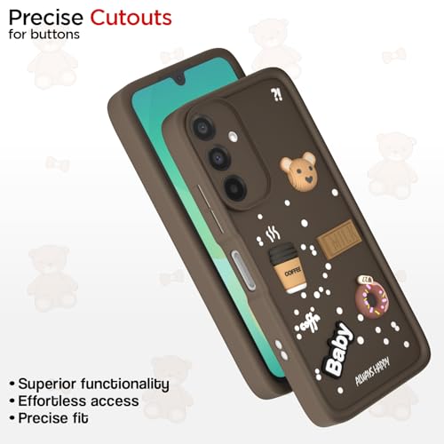 Image of Outlouders Back Cover for Samsung Galaxy A26 5G | 3D Cartoon Bear Cute Fun Silicone Full Body Protection Bumper Case (Brown)