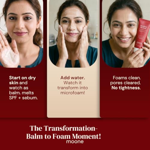 Image of Moone Squalane Silk Melt - Balm to Foam Double Cleanser for Oily Skin | Removes SPF, Sebum & Pollution Build-Up | Makeup Remover Cleansing Balm with Squalane, Rice & Grape Extract - 100g
