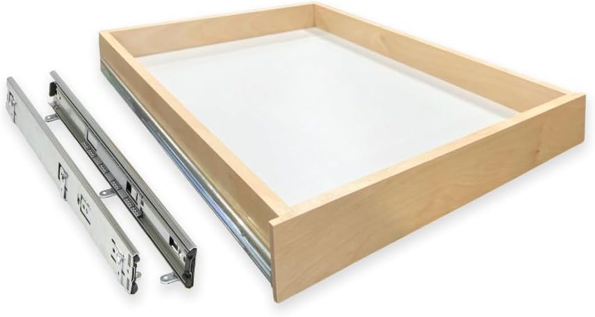 Slide-A-Shelf Express Essentials Pull-Out Cabinet Drawer, Birch Wood with Full Extension Ball-Bearing Slides, Kitchen Storage Organization Ready-to-Ship