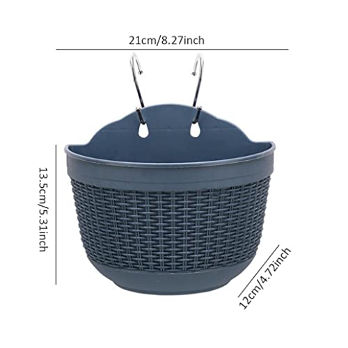 Kuyyfds Hanging Plant Pots, Hanging Flower Pot Balcony Wall Plastic Plants Hanger Basket With Drainage Hooks Blue 2Pcs #TOP1