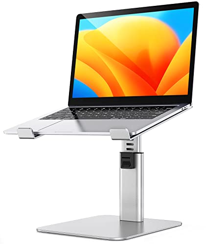 Preisvergleich Produktbild Babacom Laptop Ständer, 8 Höhenverstellbar Aluminium Kühlpads Laptop Stand, Ergonomischer Belüfteter Laptopständer Kompatibel mit MacBook, Air, Pro, Alle 10"-16" Notebooks - Silber