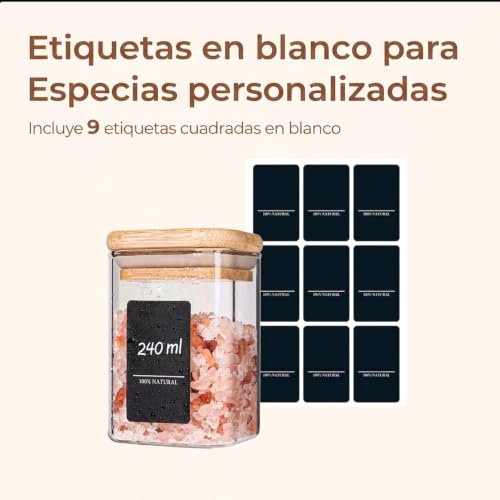 ComSaf 6Pcs 8oz Spice Jars with Label Trial Set, Glass Spice Jars with Bamboo Lids Supplementary Set, Seasoning Container Trial Pack, Perfect for Ktichen Starter by ComSaf - Used condition - Image 5