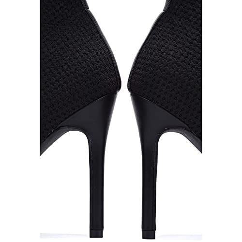 Cape Robbin Sisa Sexy Stiletto High Heels for Women, Woven Knit Sock Ankle Booties3