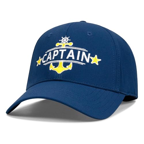 Image of Captain and First Mate Hat for Men Women, Cool Gifts for Boat Owners or Costume, White /Blue