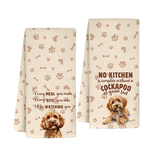 INNObeta Cockapoo Gifts Kitchen Towel 2 Pack Hand Towel Gifts for Cockapoo Lovers 16x24 in Microfiber Dish Tea Towel for Christmas - at Your Feet