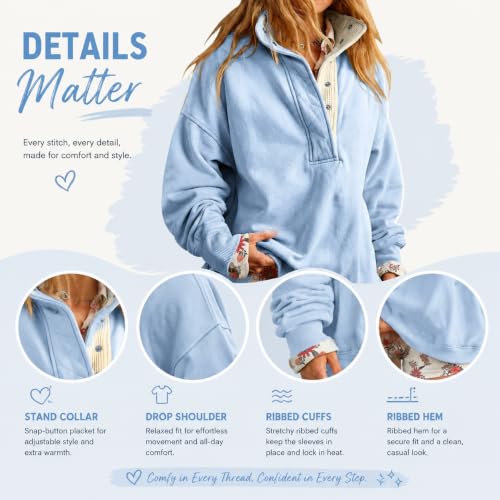 Womens Mock Neck Sweatshirt Oversized Polo Sweatshirt Comfy Outfits — view 4