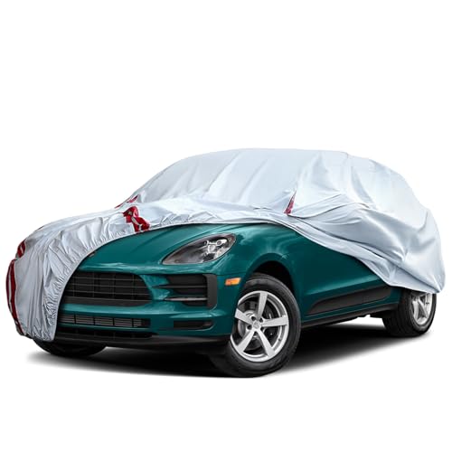 Image of Waterproof Car Covers Replacement for 2014-2025 Porsche Macan, 6 Layers All Weather Custom-fit Car Cover with Zipper Door & 18 Ponit Windproof Bands for Snow Rain Dust Protection