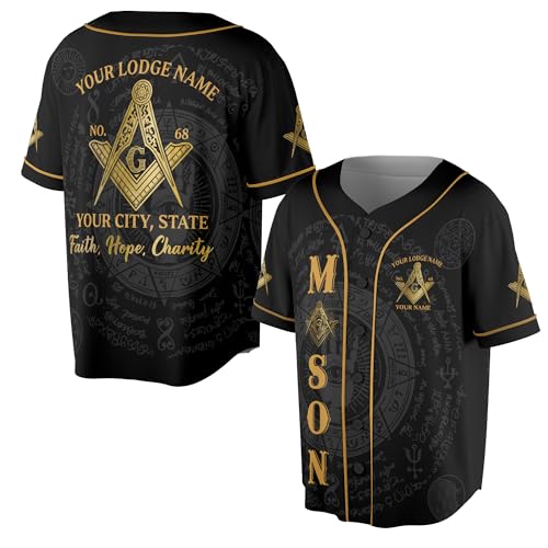 Jersey de Béisbol Personalizado Lodge Nombre Número Masonic Fe Esperanza Caridad Masonería 3D S-5XL miniatura 1