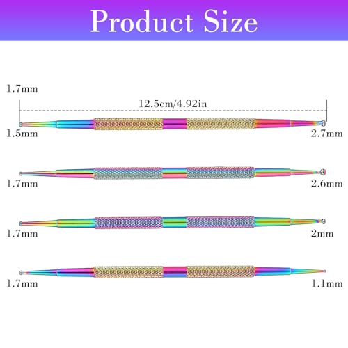 Jeffdad Ferramenta de pontilhamento de unhas, 4 peças de ferramentas profissionais de arte de unha d