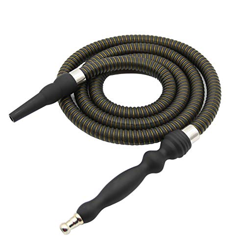HW Rubber Handle Hookah Hose with Metal Tip Leather Wrapped Hookah Hose Washable Durable 71