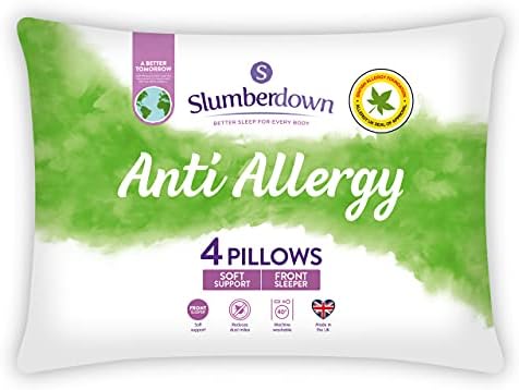 Slumberdown Anti Allergy Pillows 2 Pack Firm Support Bed Pillows Designed for Back and Side Sleepers Bed Pillows