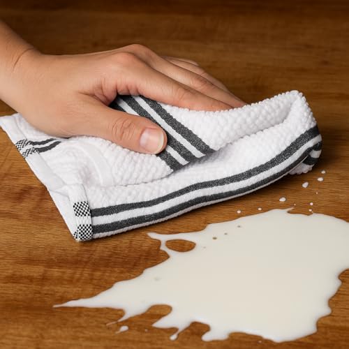 Image of 100% Cotton Multi-Purpose Kitchen Cleaning Cloth - Wet & Dry Use - 18 x 28 Inches (Set of 2) - Solid White Towel for Mopping, Dusting, and General Cleaning