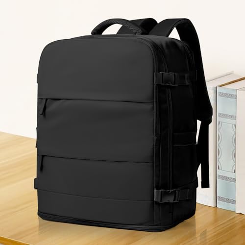 Image of coowoz Large Travel Backpack Carry On for Women Man Black Waterproof Gym Backpacks with Laptop Compartment Mochila de Viaje Teacher Personal Item Backpack Rucksack Airplane Accessories Must Haves