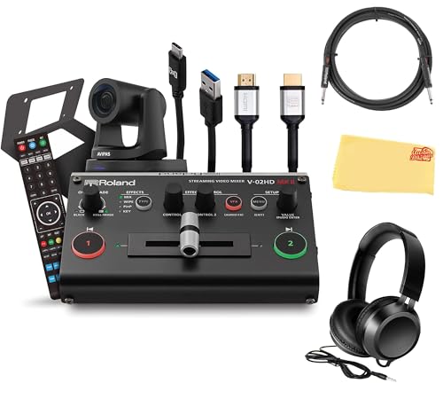 Image of Roland PTZ-1G-V02 PTZ Single Grey Camera Bundle with Headphones, Instrument Cable, and Austin Bazaar Polishing Cloth